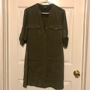 Olive Green Express Button Down Dress
